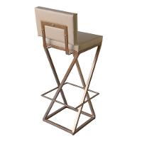 Banqueta Zênite Com Encosto - Cobre - Assento Estofado Pérola - 65cm