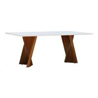 Mesa Madrid 200 Por 100cm Tampo Mdf Com Vidro Off White Base Pinhão Tampo Off White - 3