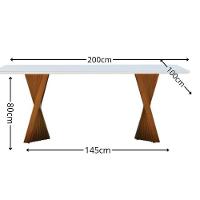 Mesa Madrid 200 Por 100cm Tampo Mdf Com Vidro Off White Base Pinhão Tampo Off White