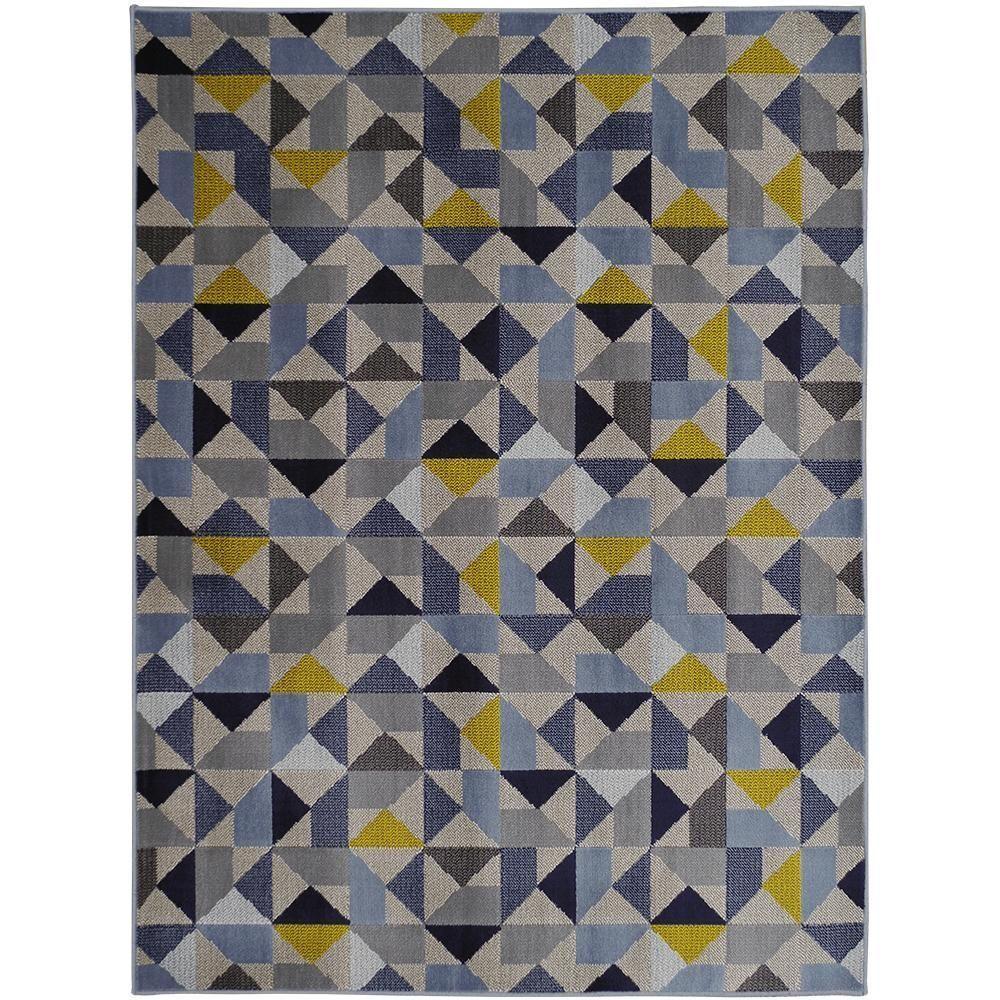 Tapete Sala School Caleidoscopio Azul 1,50x2,00 São Carlos - 1