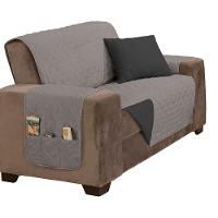 Protetor De Sofá Manu Dupla Face 2 Lugares Microfibra - Cinza/preto - 1