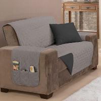 Protetor De Sofá Manu Dupla Face 2 Lugares Microfibra - Cinza/preto - 5