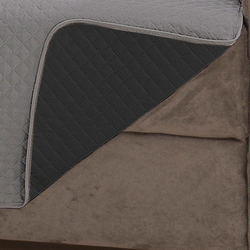 Protetor De Sofá Impermeável Dupla Face 4 Lugares King Microfibra - Cinza/preto - 3