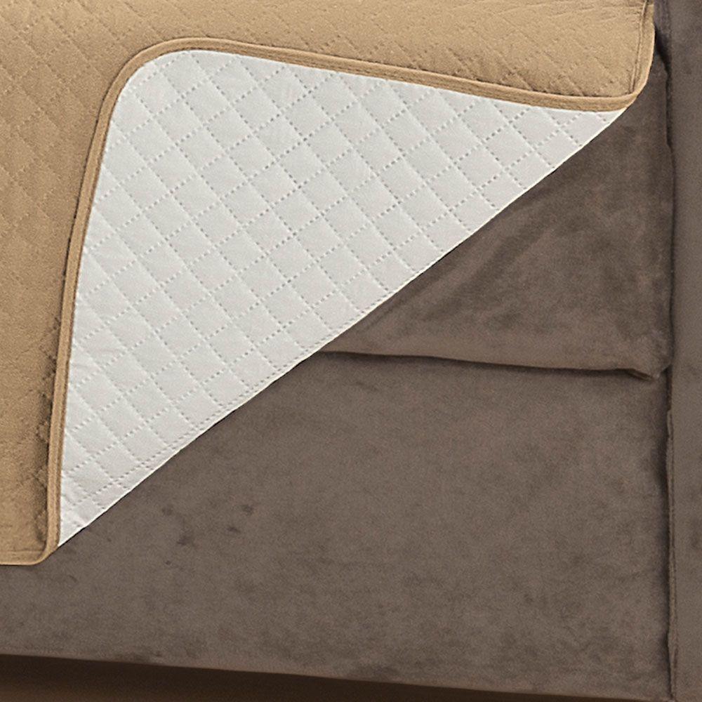 Protetor De Sofá Impermeável Dupla Face 3 Lugares King Microfibra - Caqui/palha - 3