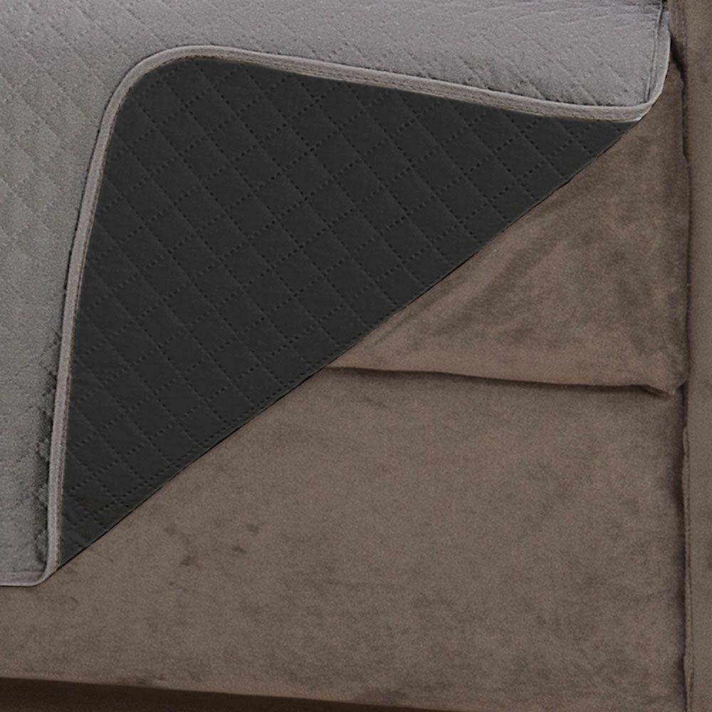 Protetor De Sofá Impermeável Dupla Face 2 E 3 Lugares King Microfibra - Cinza/preto - 3