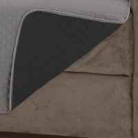 Protetor De Sofá Impermeável Dupla Face 2 E 3 Lugares King Microfibra - Cinza/preto - 3