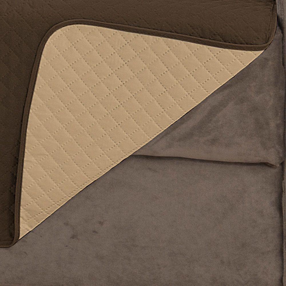 Protetor De Sofá Impermeável Dupla Face 2 Lugares King Microfibra - Tabaco/caqui - 3