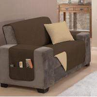 Protetor De Sofá Impermeável Dupla Face 2 Lugares King Microfibra - Tabaco/caqui - 5