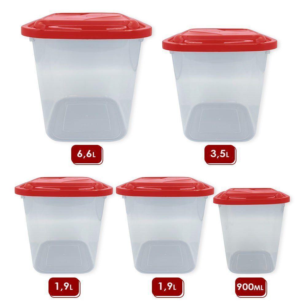 Kit Porta Mantimentos Com 5 Peças Uninjet - Vermelho - 4
