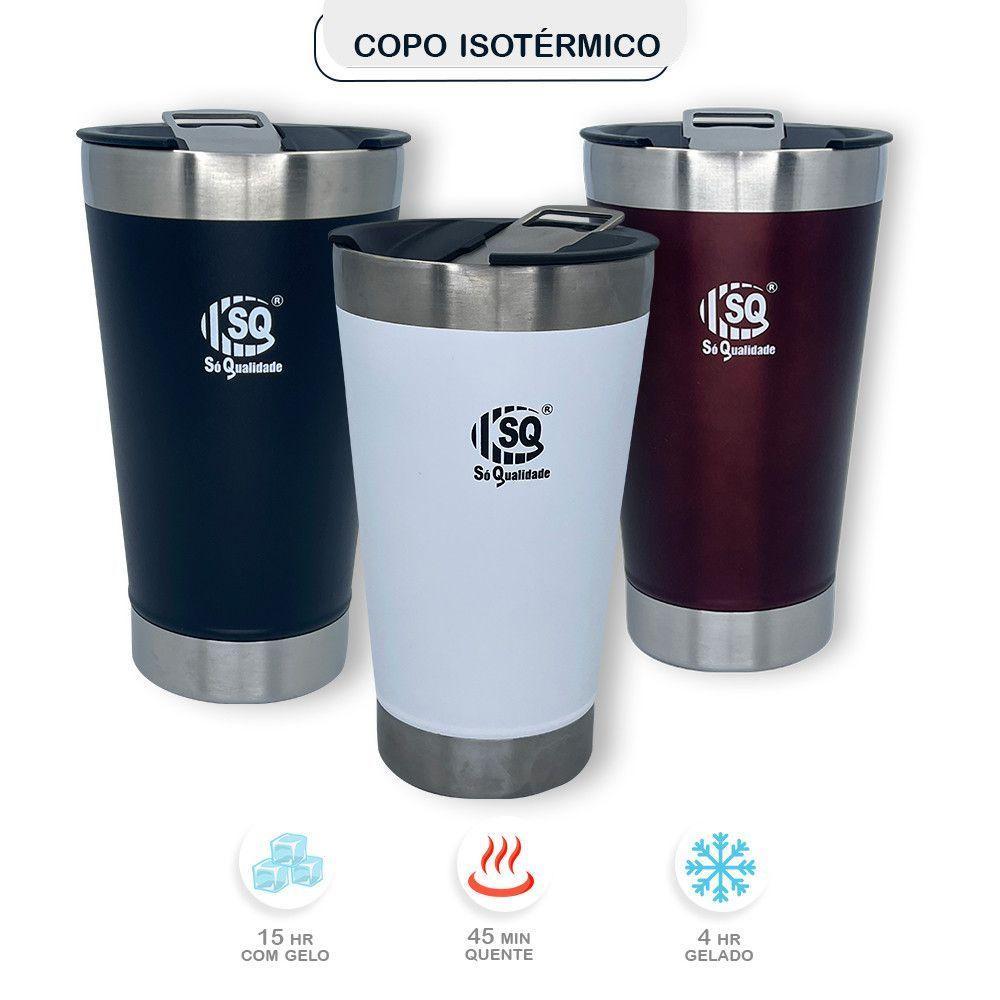 Copo Térmico De Aço Inoxidável Com Abridor E Tampa Cor:branco - 6