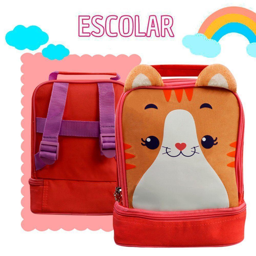 Lancheira Térmica Infantil Com Alça De Animais Com 6 Modelos Personagem:gato - 5