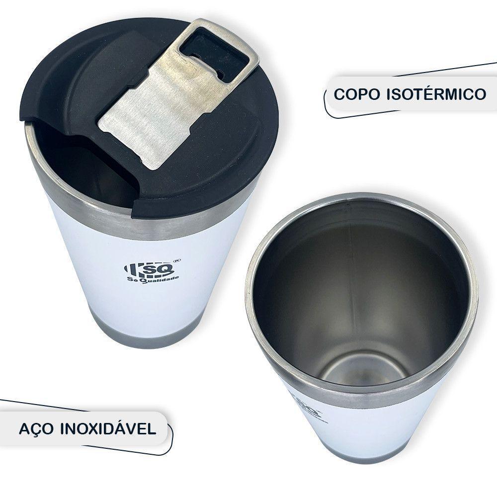 Lançamento Copo Térmico Cerveja Abridor 500ml - Branco - 8
