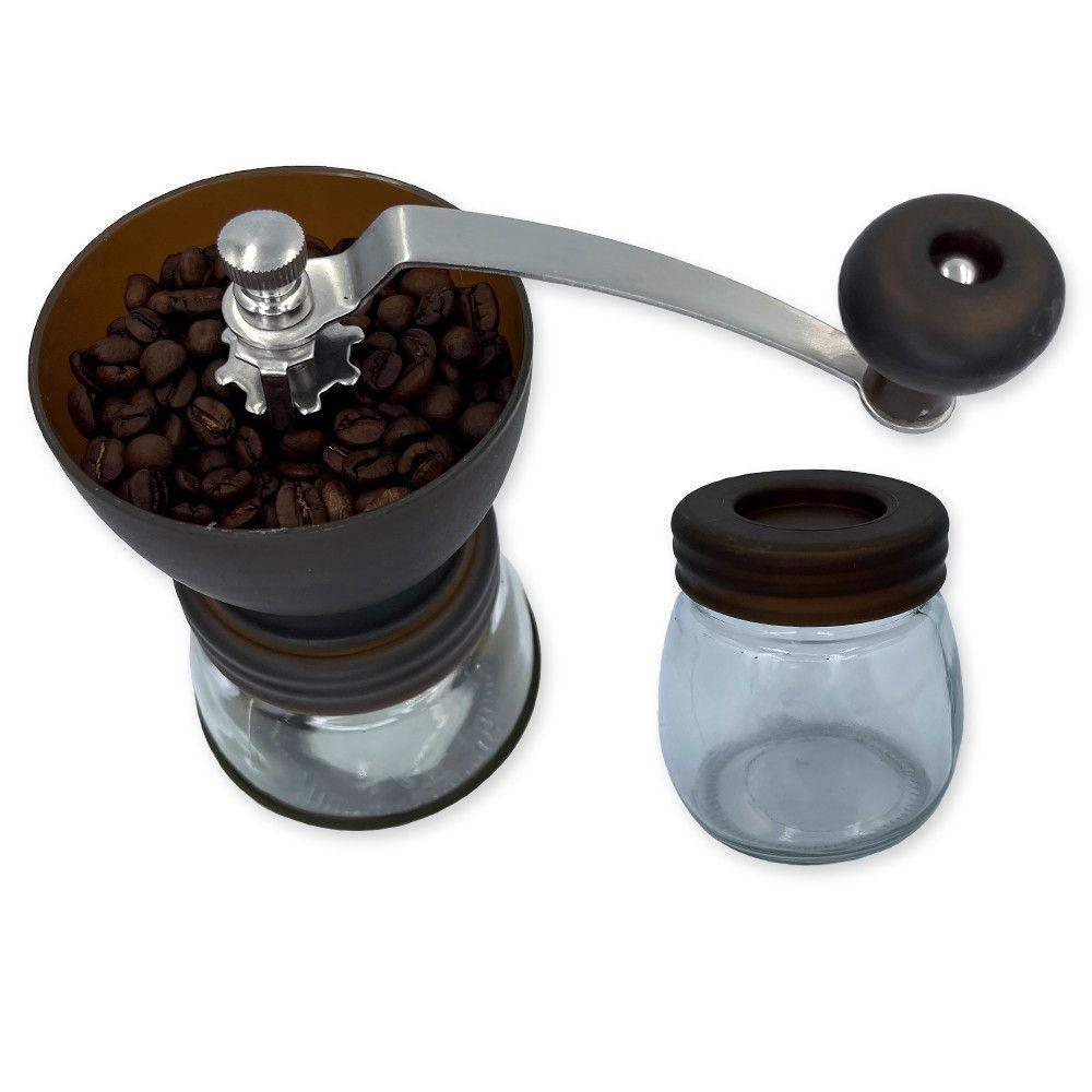 Moedor De Café Manual Vidro Plástico Inox Cerâmica Cor:marrom - 4