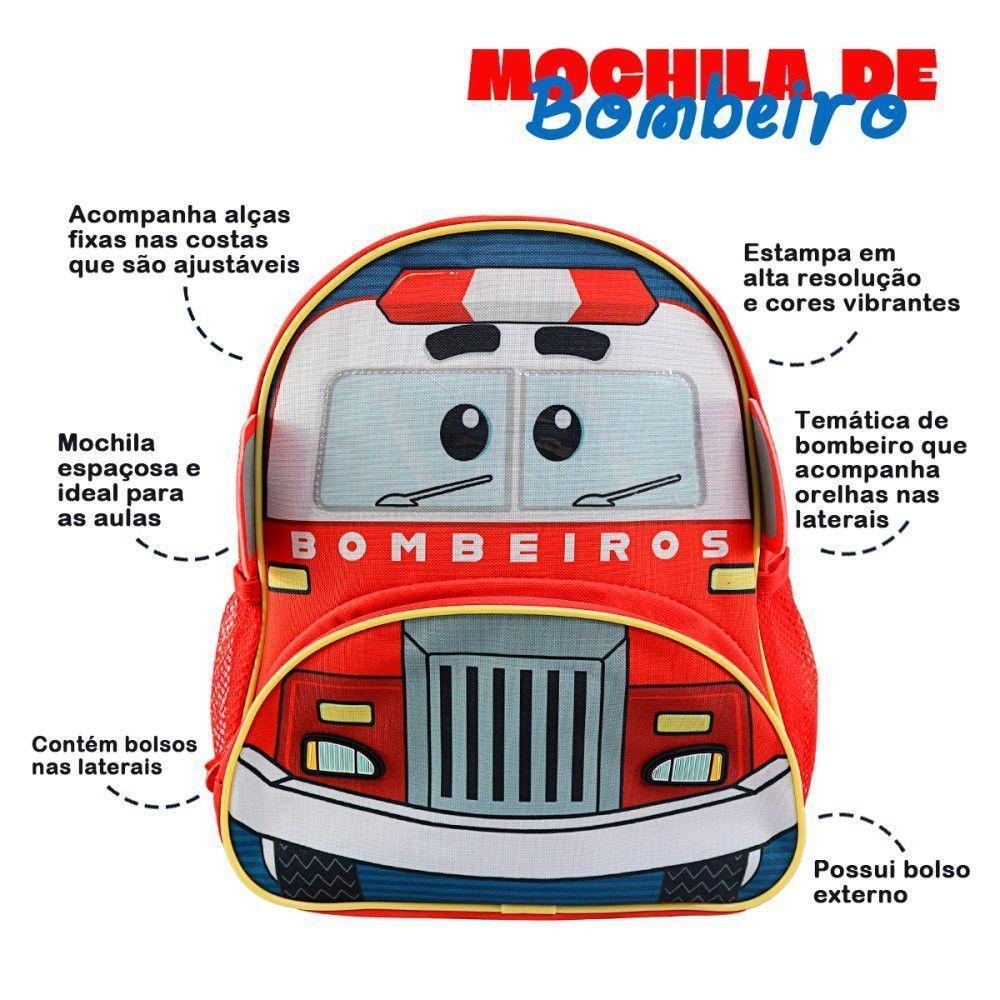 Mochila Escolar Infantil Com Alça De Bombeiro Ou Polícia Modelo:bombeiro - 6