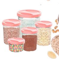 Porta Mantimento Conjunto De Potes Tampa Com Rosca 5 Peças - Rosa - 6