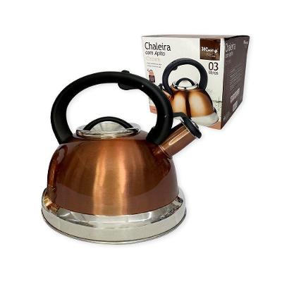 Chaleira Crown Inox 3l Com Tampa E Apito Com 2 Para Escolha Cor:bronze
