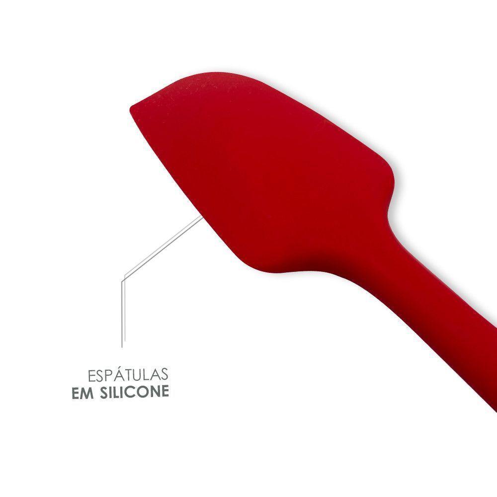 Kit 5 Espátulas Com Pegador De Silicone Para Cozinha Cor:vermelho - 3