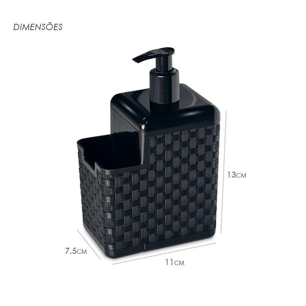 Porta Detergente E Esponja Com Bico Dosador Rattan Preto - 2