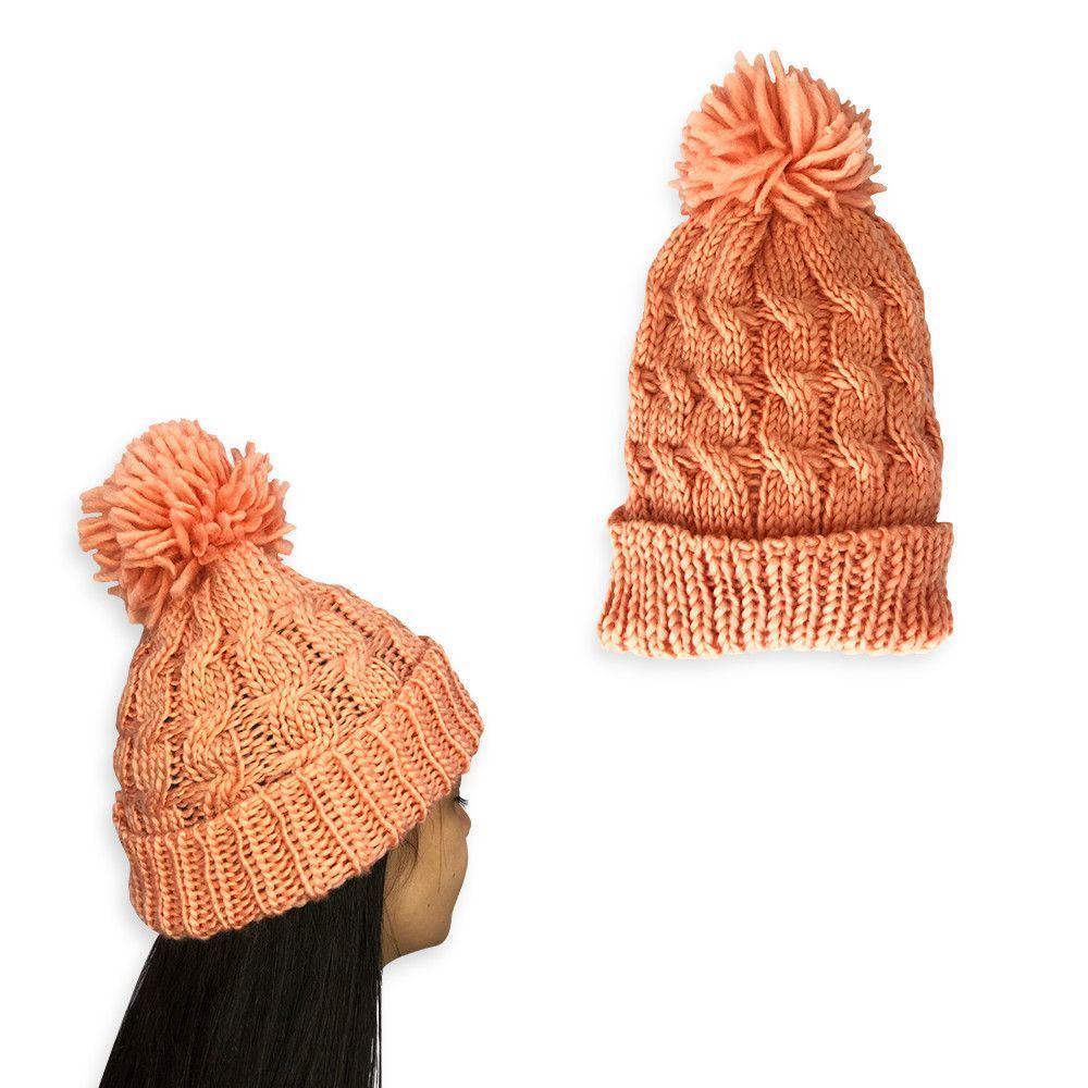 Touca Com Pompom - Salmão - 3