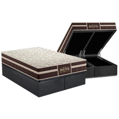 Cama Box Baú Queen: Colchão Ortopédico Probel Guarda Costas Extra Firme + Base CRC Suede Gray(158x198)