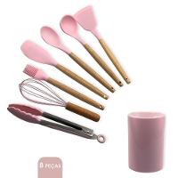 Conjunto De Utensilios Silicone 8 Peças - Rosa - 4