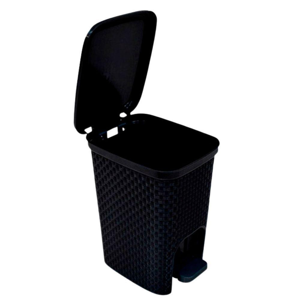 Lixeira Preta Ou Cinza 7l Com Pedal Para Banheiro Cor:preta - 1