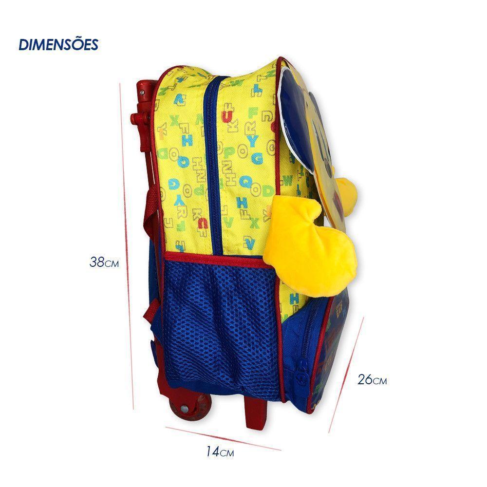 Mochila Infantil Escolar Cachorro Rodinha Amarela - 2