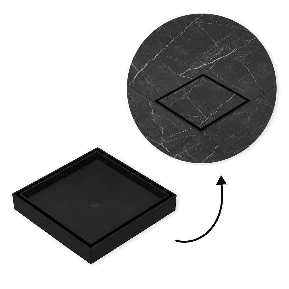 Ralo 10x10 Oculto Com Plástico Abs Para Piso E Porcelanato Cor:preto - 2