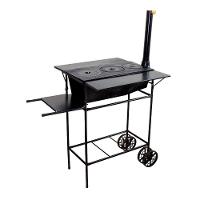 Fogão A Lenha Chapa 03 Furos Carrinho E Chaminé 90X80X65Cm - 1