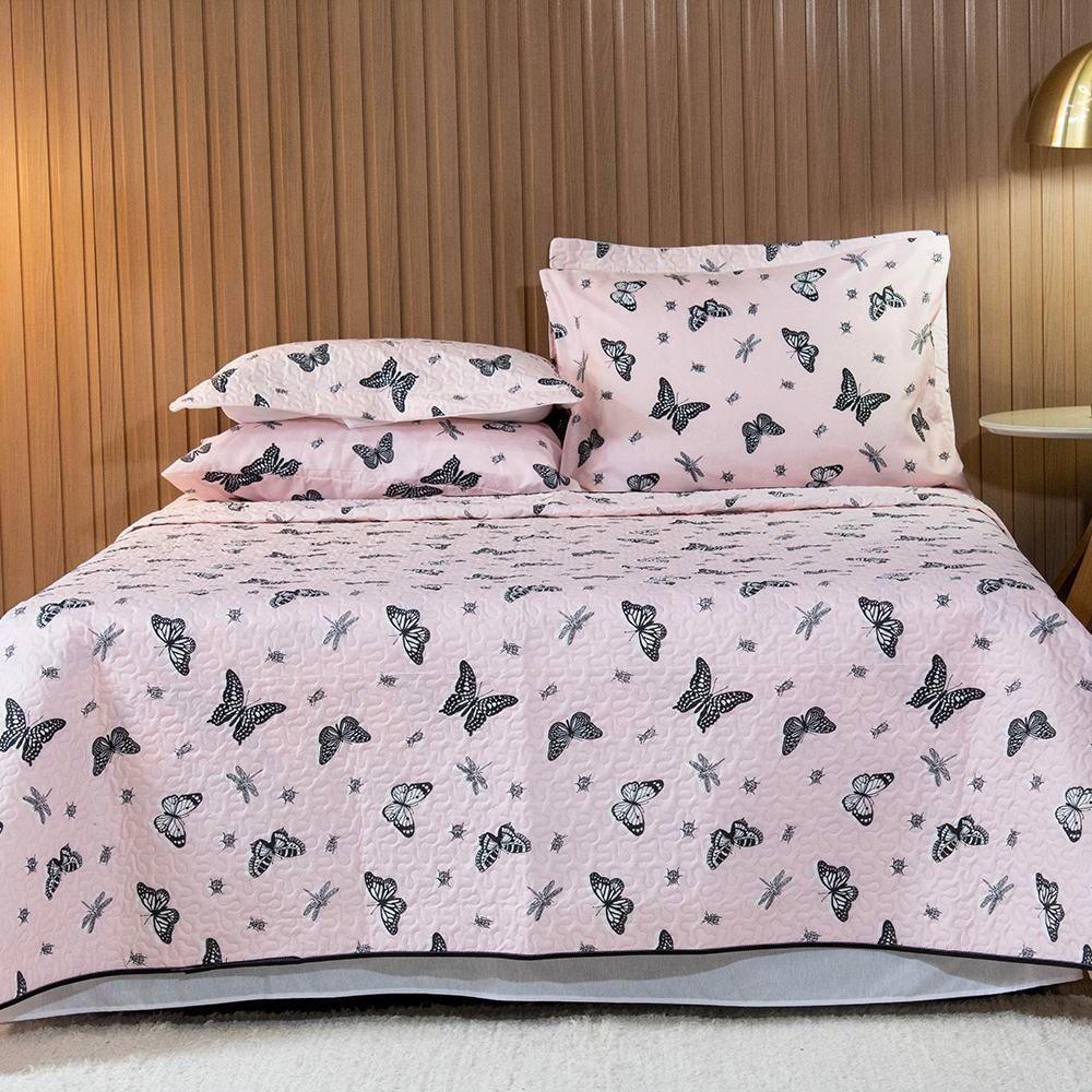 Cobre Leito Solteiro Bouti Basic Estampado 180 Fios 2 Peças - Mariposa - 3