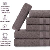 Jogo De Toalhas Gigante Itália Soft 2 Banhão + 2 Rosto + 2 Tapete Luxo 100% Algodão Cinza - 3