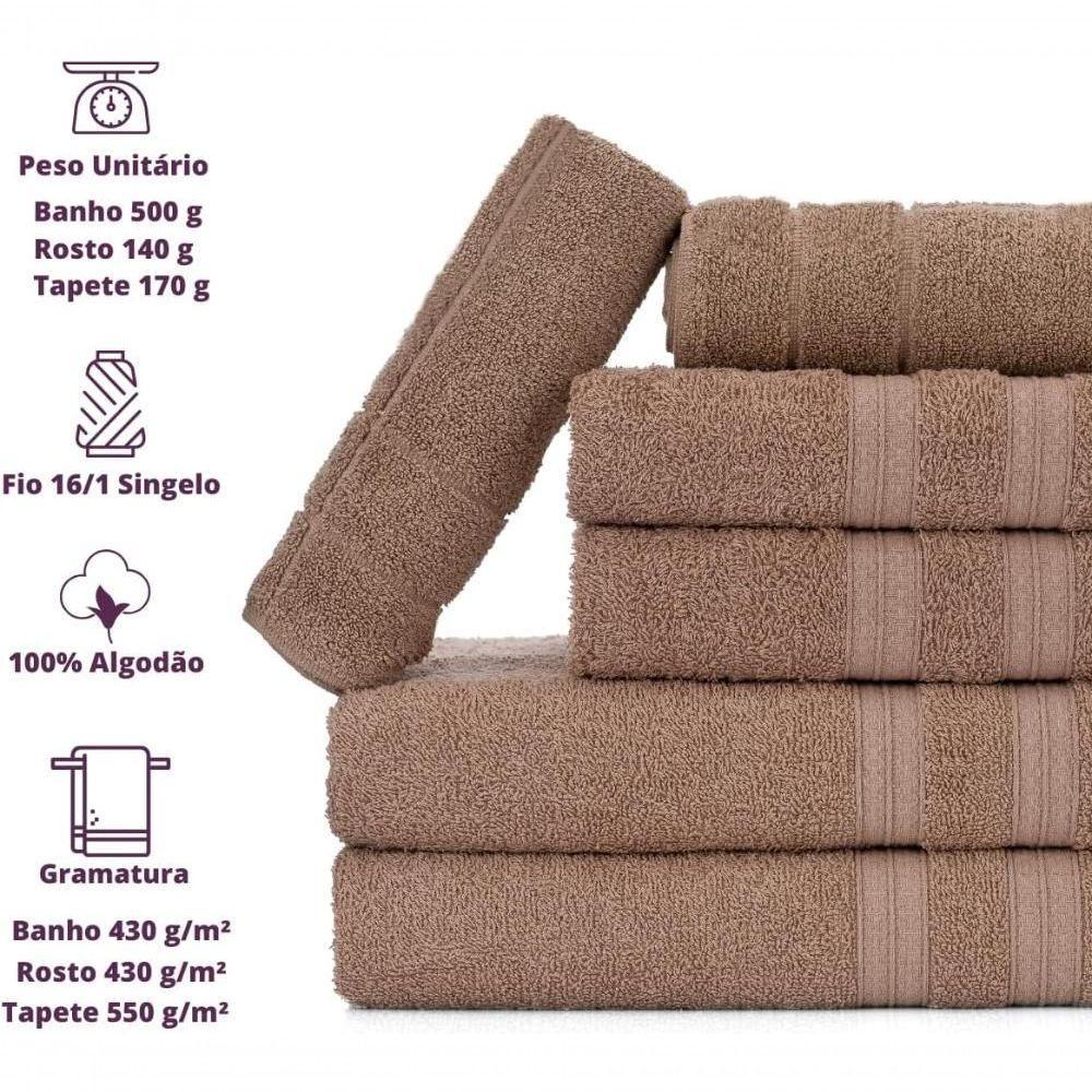 Jogo De Toalhas Gigante Itália Soft 2 Banhão + 2 Rosto + 2 Tapete Luxo 100% Algodão Camurça - 3