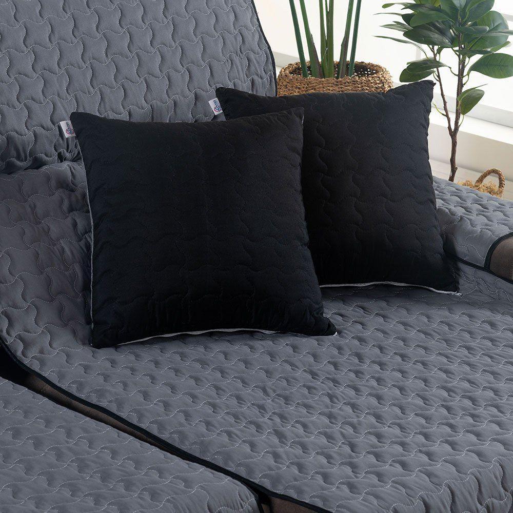 Protetor De Sofá Retrátil Shield Dupla Face 2,20m + Capas De Almofadas - Cinza-preto - 3