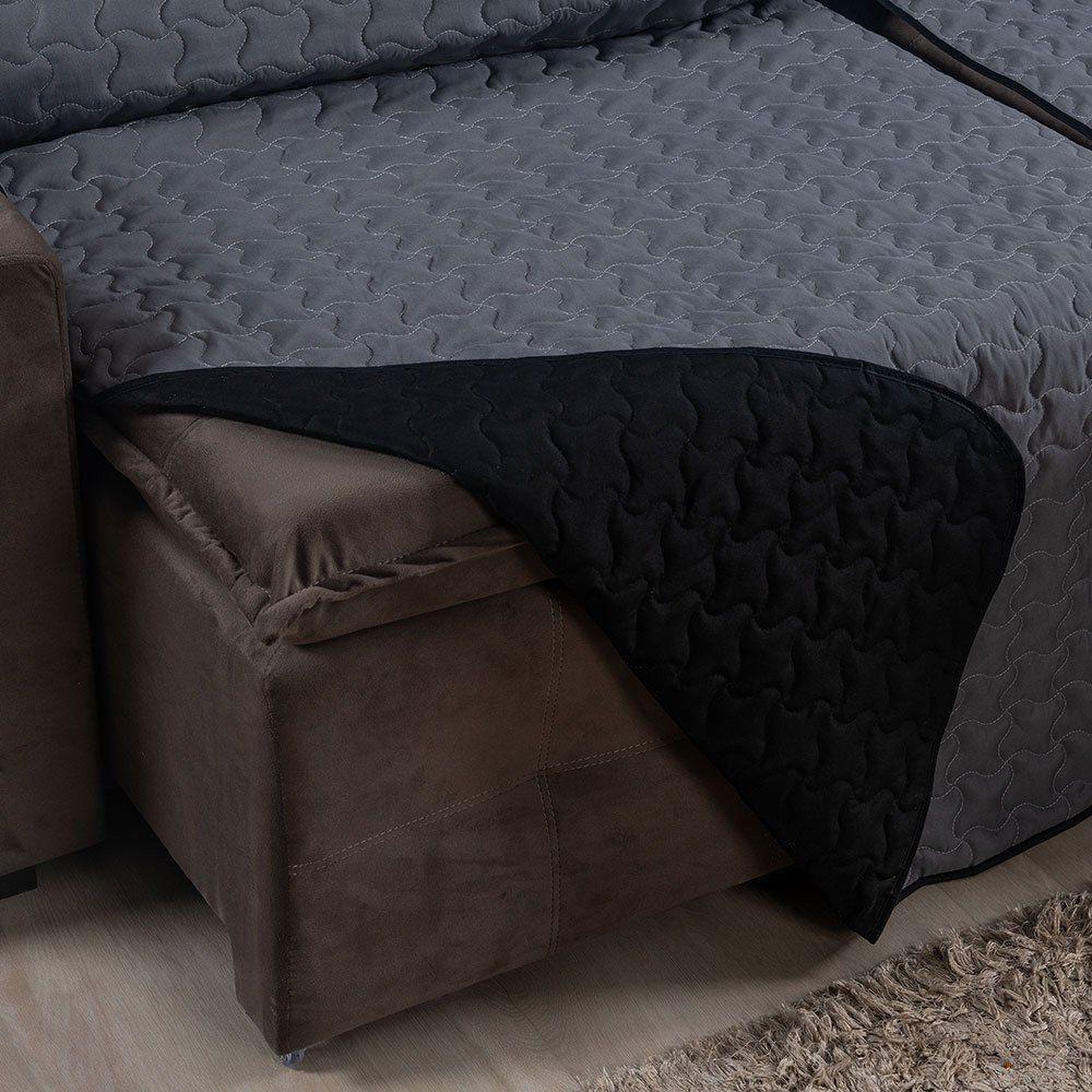 Protetor De Sofá Retrátil Shield Dupla Face 2,20m + Capas De Almofadas - Cinza-preto - 4