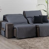 Protetor De Sofá Retrátil Shield Dupla Face 2,20m + Capas De Almofadas - Cinza-preto - 6