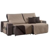 Protetor De Sofá Retrátil Shield 400 Fios Dupla Face 2,40m + Capas De Almofadas - Caqui-tabaco - 1