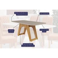 Sala de Jantar Completa Carol c/ Tampo Madeirado c/ Vidro 180cm + 6 Cadeiras Maia Nature/Off White/Gengibre - Cimol - 2