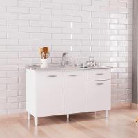 Balcão Poquema Para Cuba 3 Portas 1 Gaveta Branco - 1