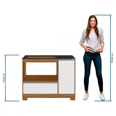 Balcão Para Cooktop 5 Bocas Notável 1 Portas 1 Gavetão 3050 Freijo-branco