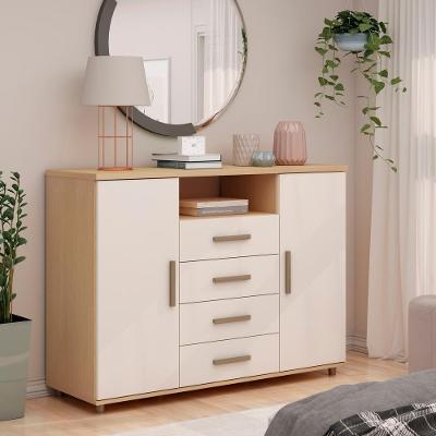 Cômoda Berlim 4 Gavetas em MDF com Puxador Plástico Off White Freijo