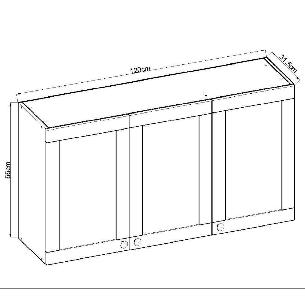 Aereo 1200 Conecta 3 Portas Ebano Frente Provencal Branco - 4
