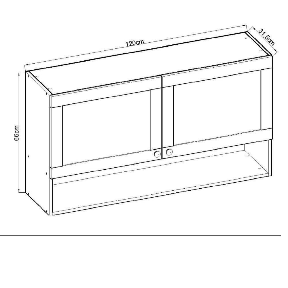 Aereo 1200 Conecta 2 Portas Ebano Frente Provencal Branco - 4
