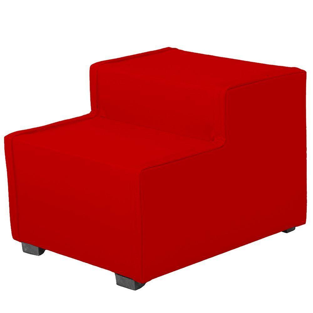 Escada Estofada 2 Degraus Para Cachorro Gato E Maca De Estetica Suede Cor Vermelho - 1