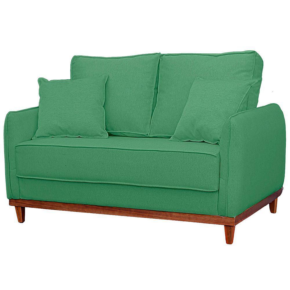 Sofa Sena 2 Lugares Base De Madeira Para Sala Hotel Linho Verde - 6