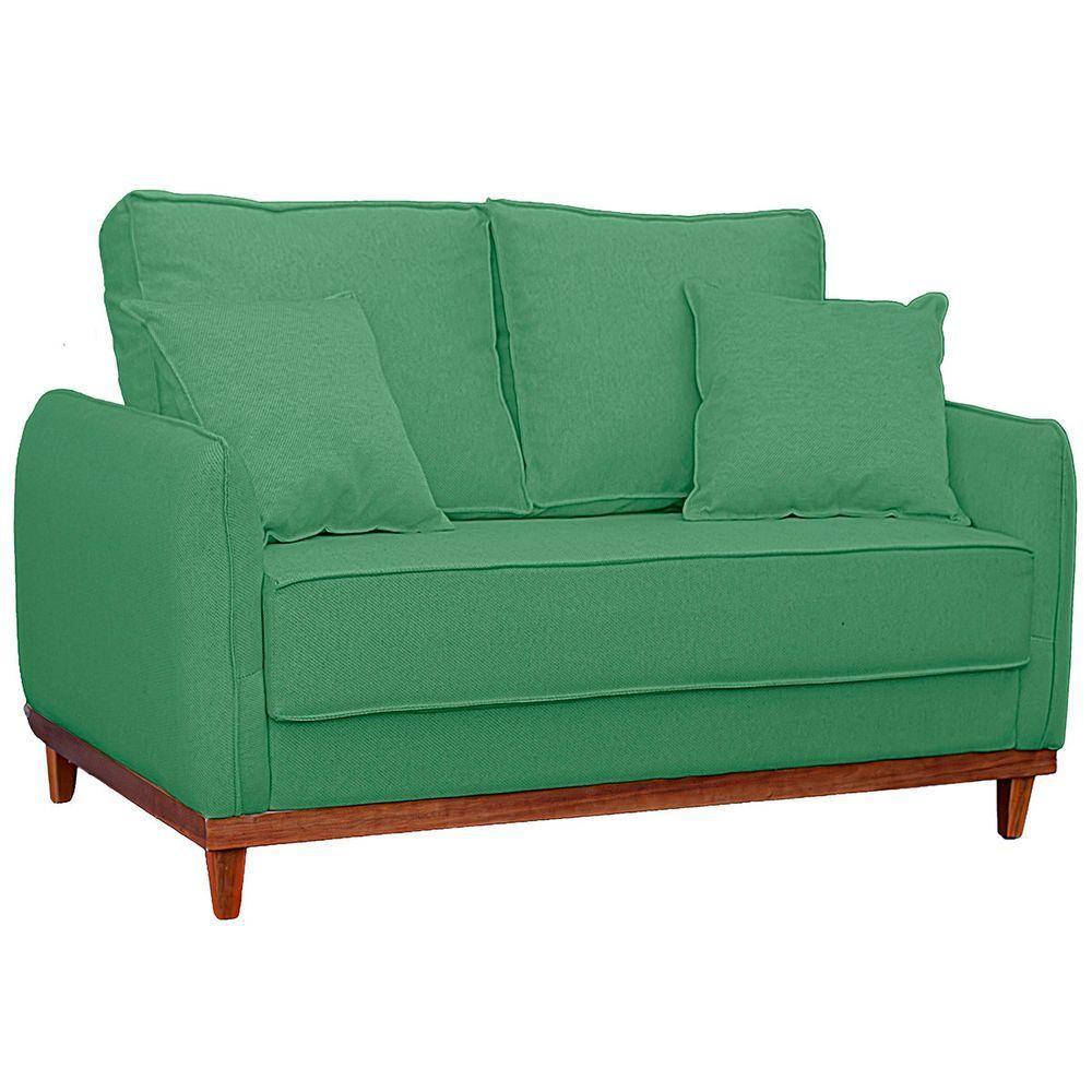 Sofa Sena 2 Lugares Base De Madeira Para Sala Hotel Linho Verde - 7