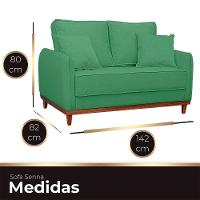 Sofa Sena 2 Lugares Base De Madeira Para Sala Hotel Linho Verde - 5