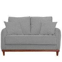 Sofa Sena 3 Lugares Base De Madeira Para Sala Hotel Linho Cinza - 1