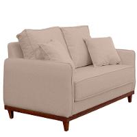 Sofa Sena 3 Lugares Base De Madeira Para Sala Hotel Linho Palha - 6