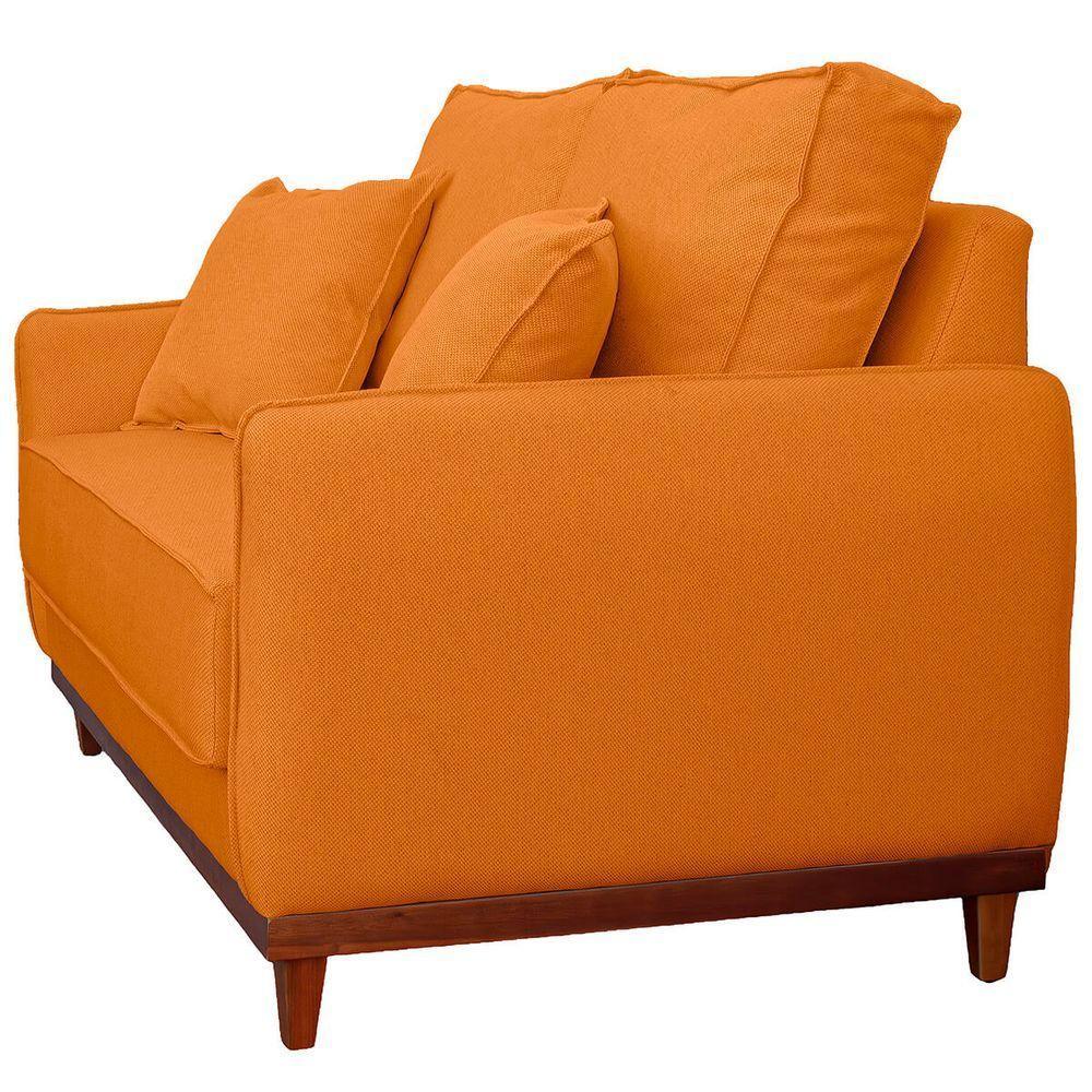 Sofa Sena 2 Lugares Base De Madeira Para Sala Hotel Linho Terra Cota - 4