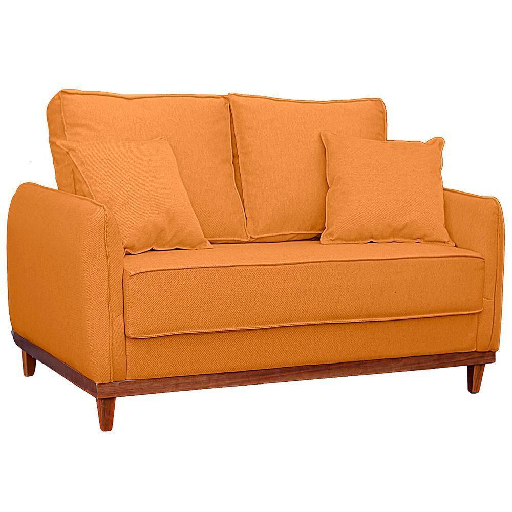 Sofa Sena 2 Lugares Base De Madeira Para Sala Hotel Linho Terra Cota - 6
